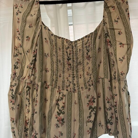 Reformation Cera Top Size 12 Cream & Pink Floral Design - Picture 2 of 5